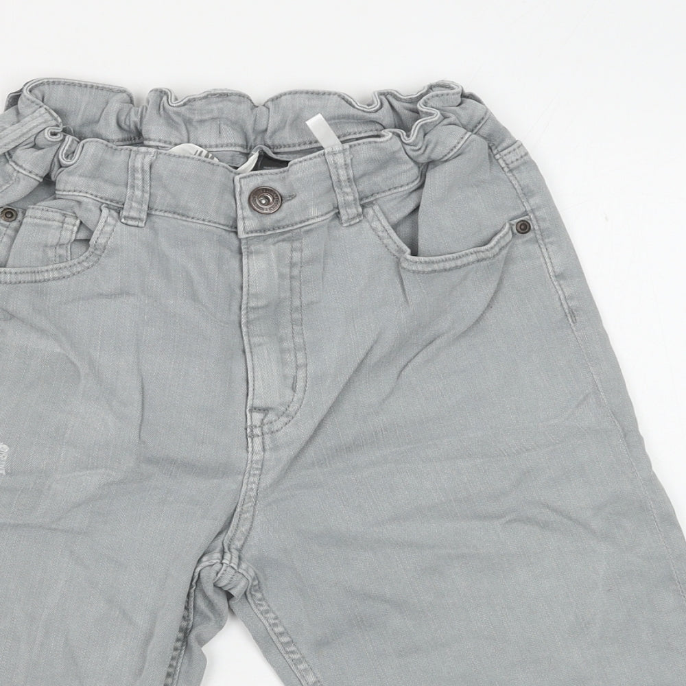 H&M Boys Grey Cotton Bermuda Shorts Size 14 Years Regular Zip - Distressed
