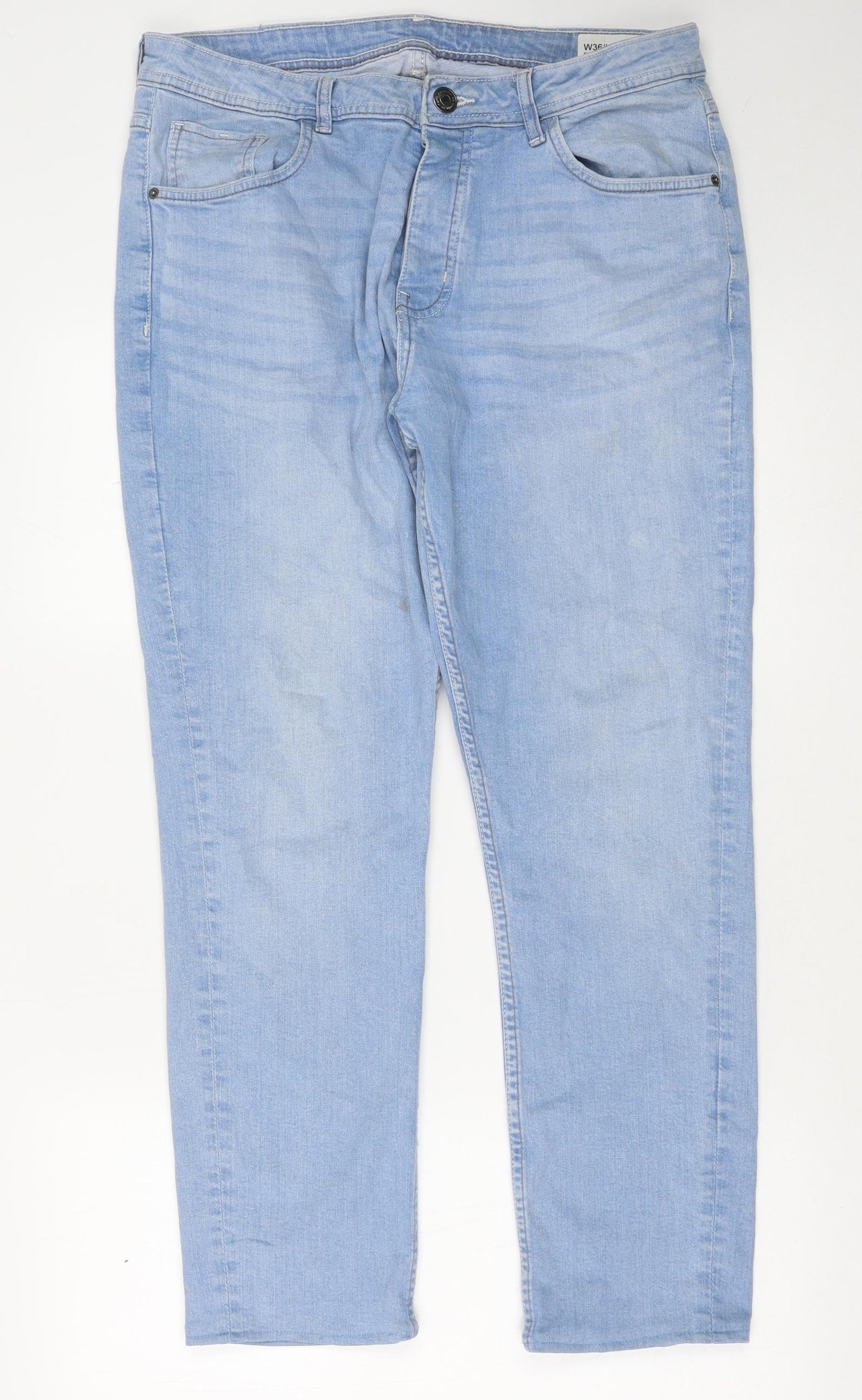 Denim & Co. Mens Blue Cotton Straight Jeans Size 36 in L30 in Regular Button