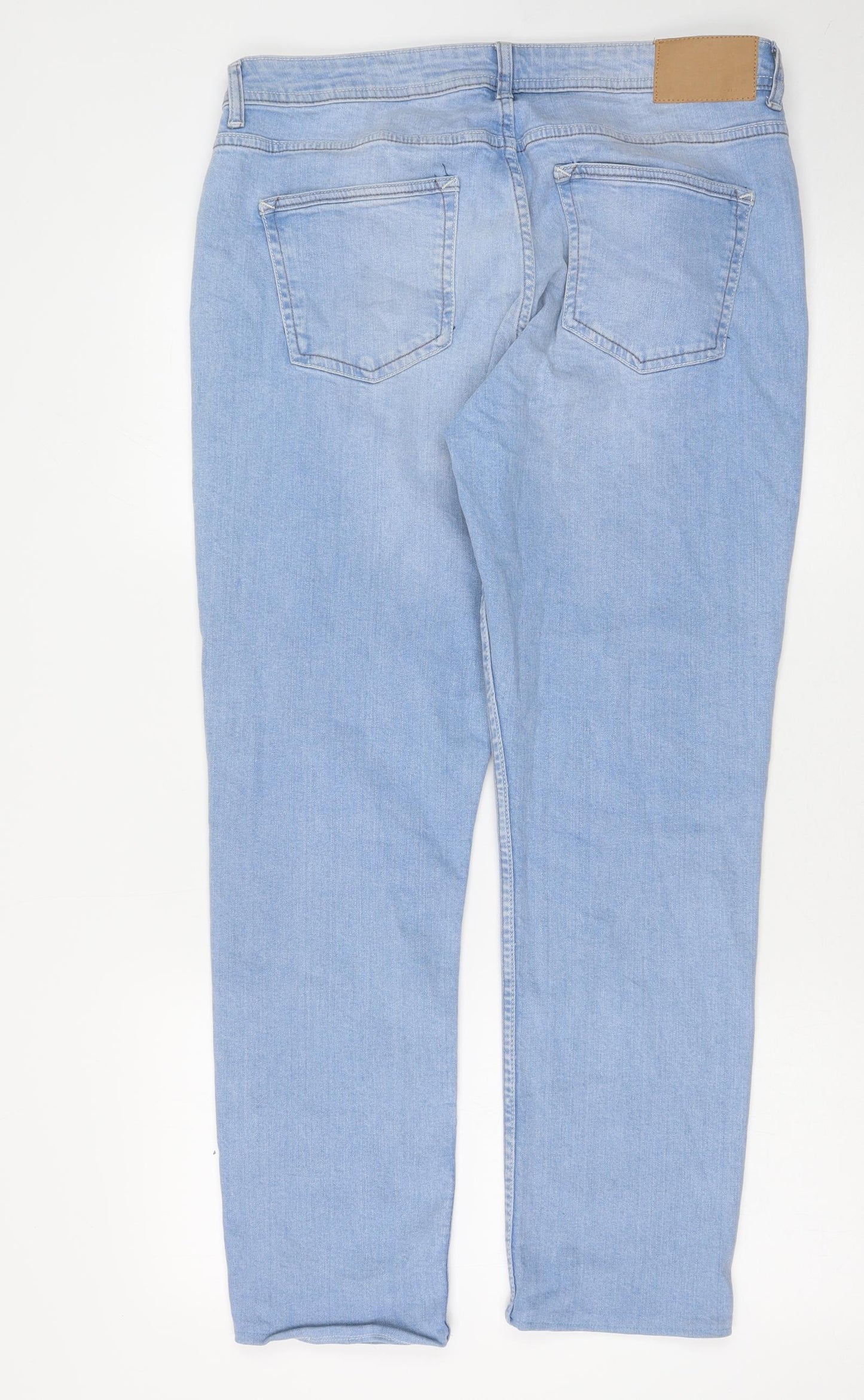 Denim & Co. Mens Blue Cotton Straight Jeans Size 36 in L30 in Regular Button