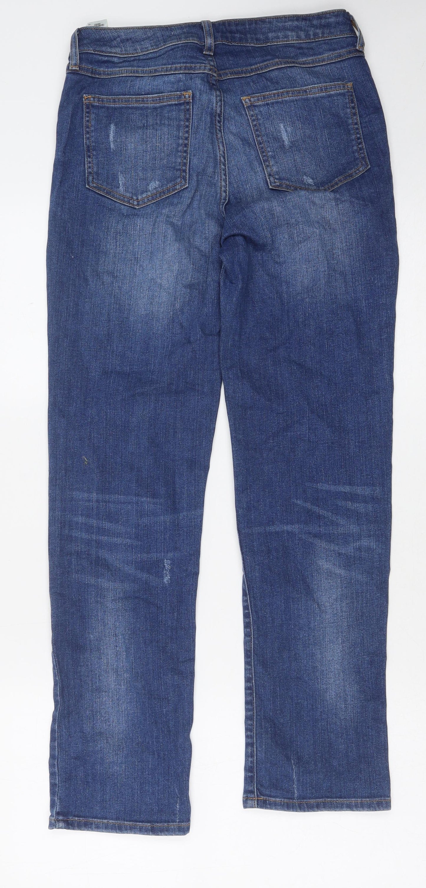 Marks and Spencer Womens Blue Cotton Straight Jeans Size 10 Regular Button