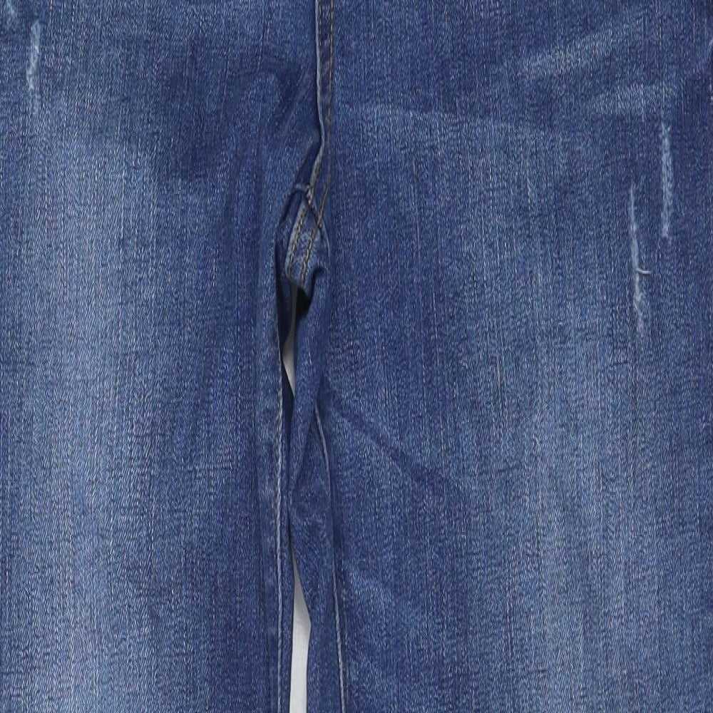 Marks and Spencer Womens Blue Cotton Straight Jeans Size 10 Regular Button