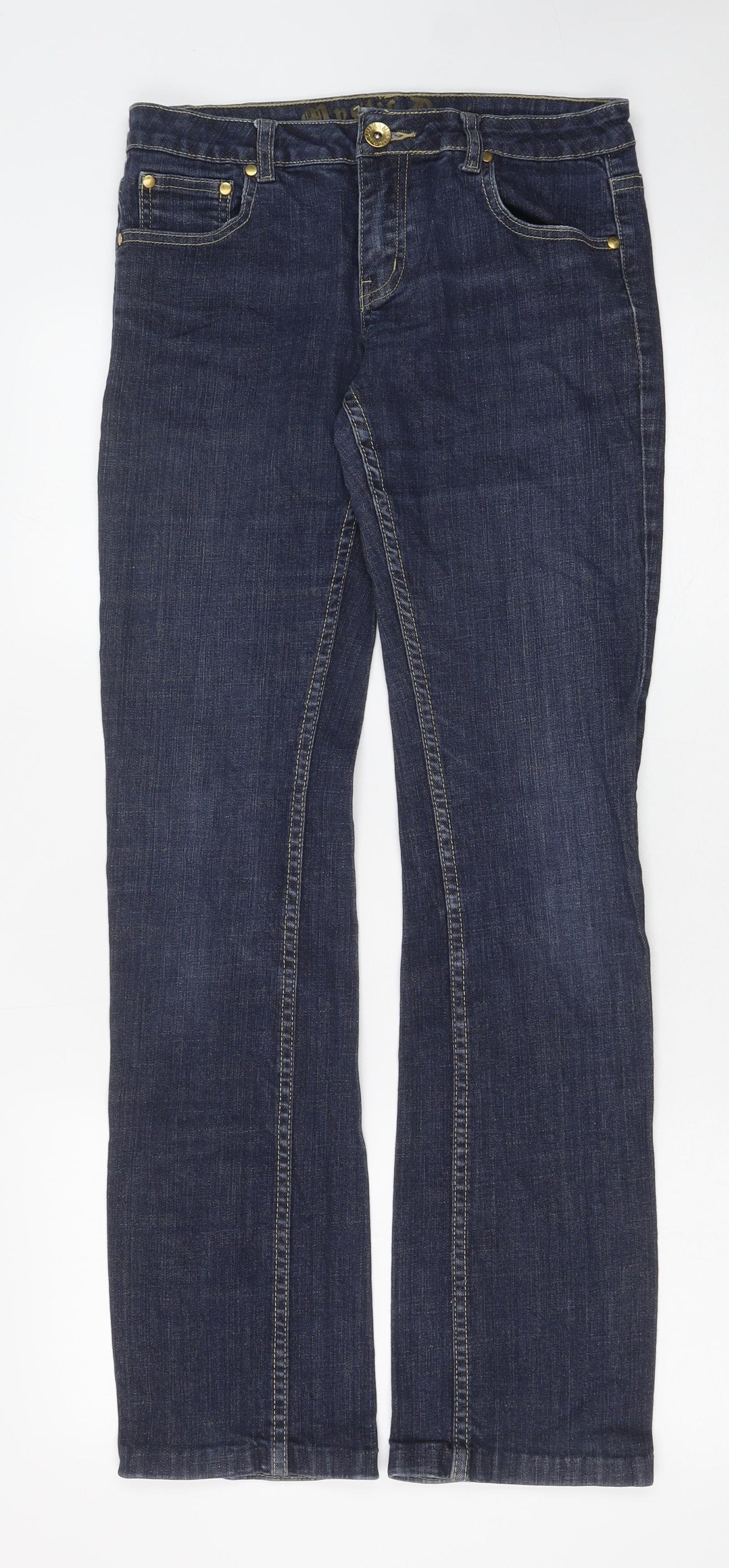 Mystic Womens Blue Cotton Straight Jeans Size 10 Regular Zip