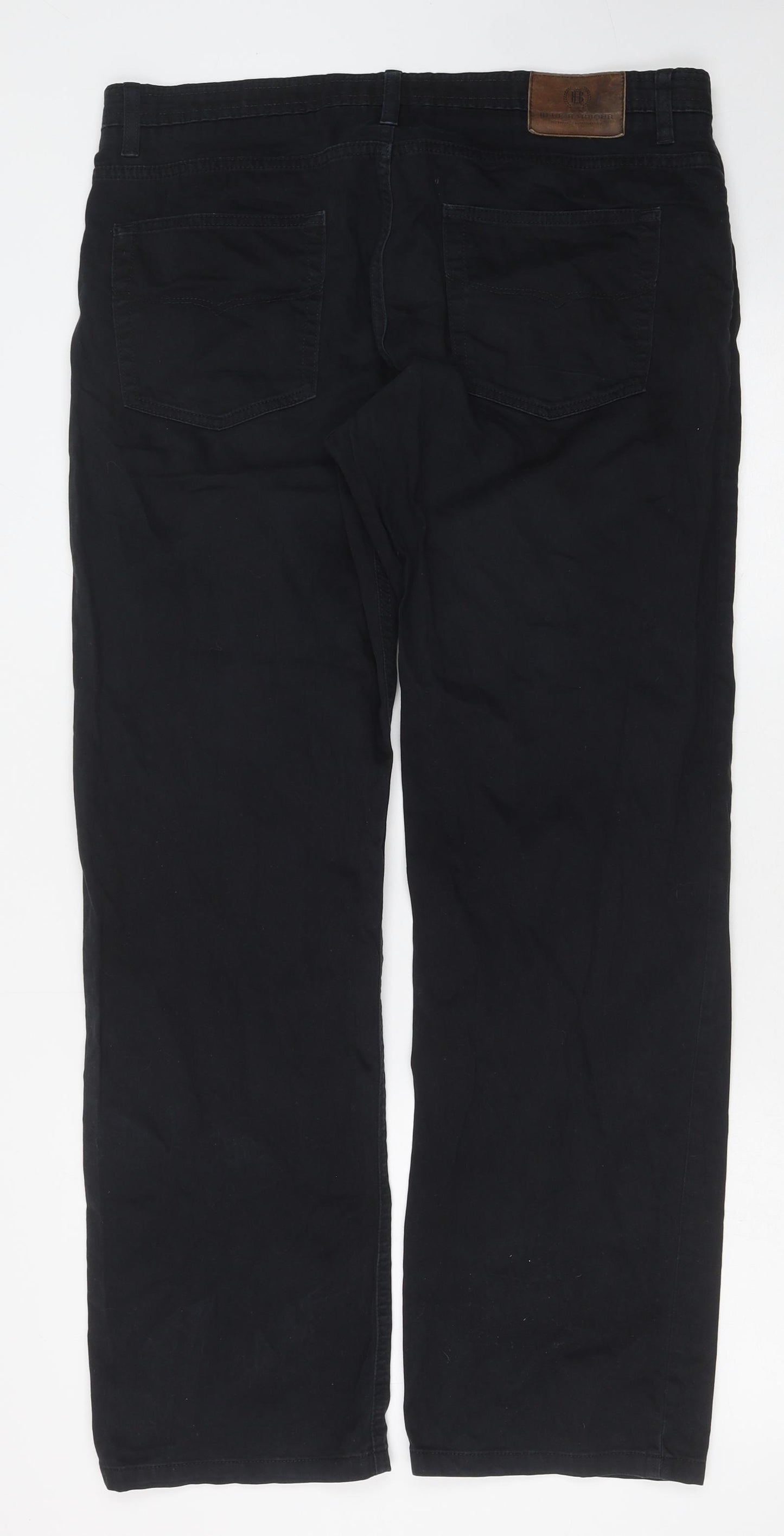 Marks and Spencer Mens Blue Cotton Chino Trousers Size 36 in L31 in Regular Button