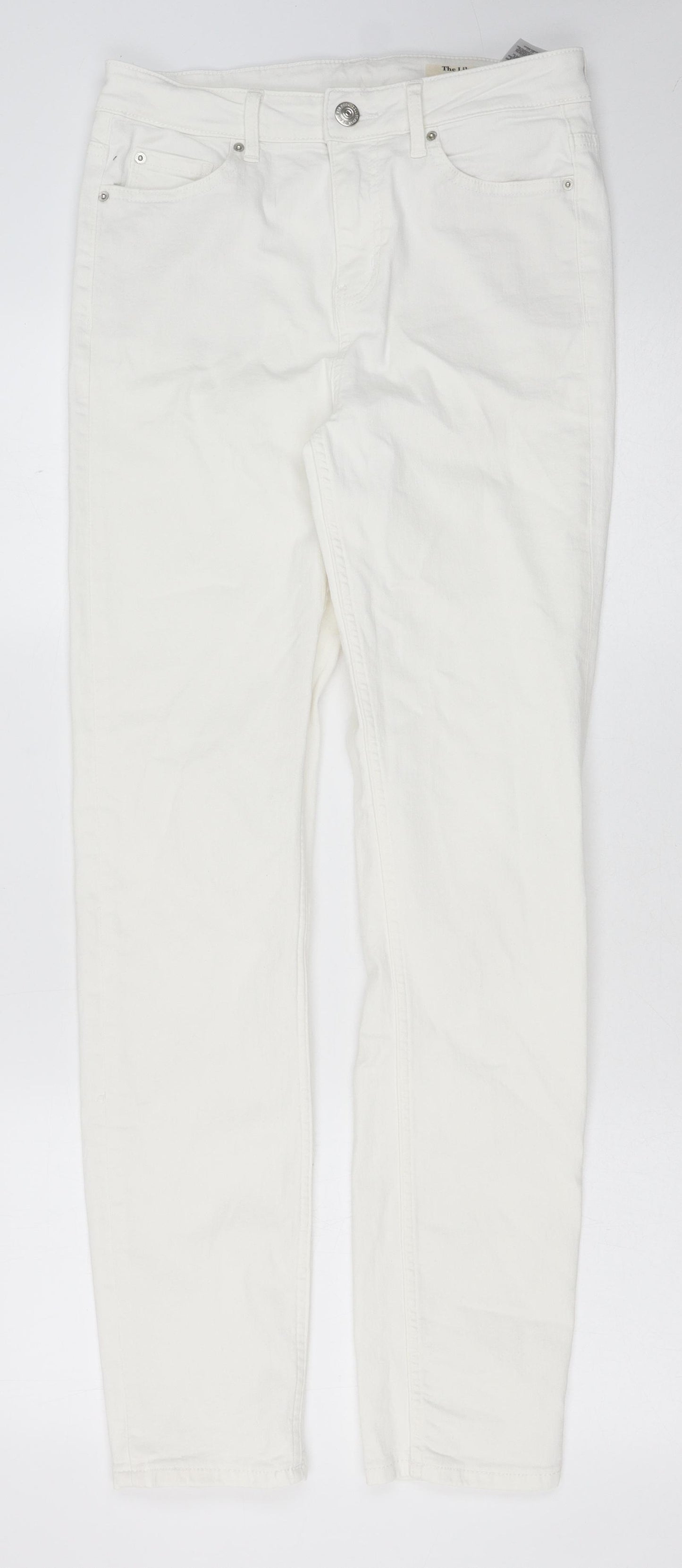 Marks and Spencer Womens White Cotton Skinny Jeans Size 10 Regular Button
