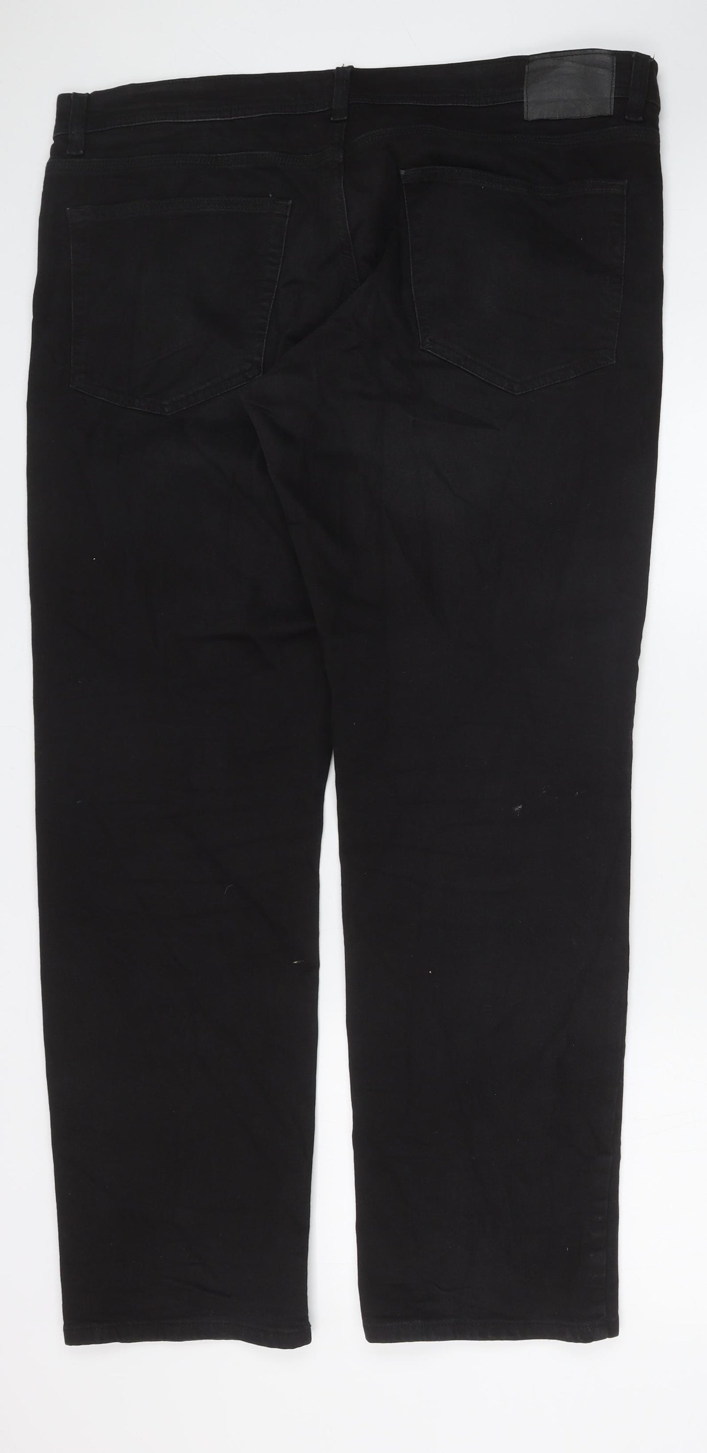 F&F Mens Black Cotton Straight Jeans Size 40 in L32 in Regular Button