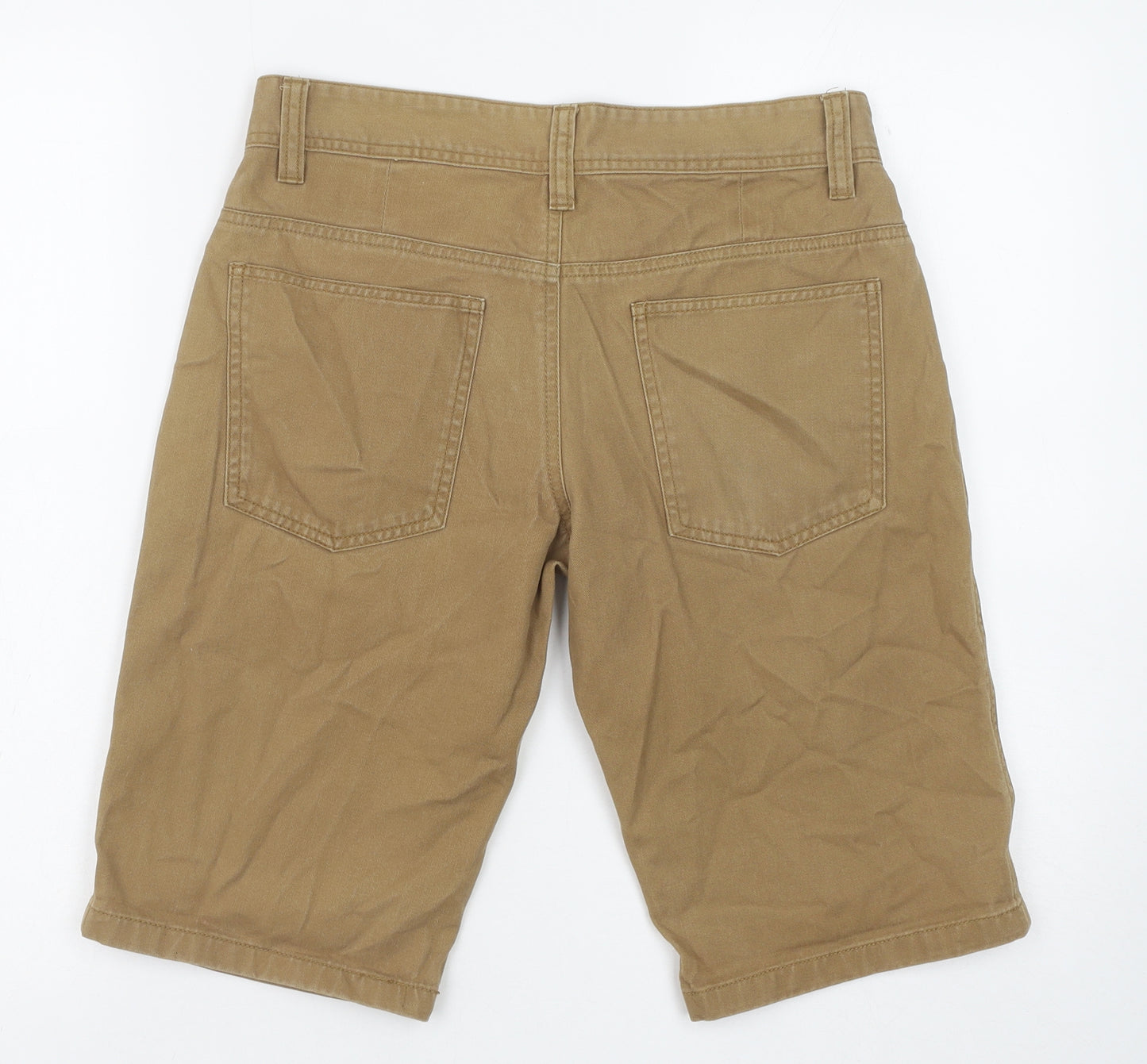Kushird Mens Brown Cotton Chino Shorts Size 28 in Regular Button