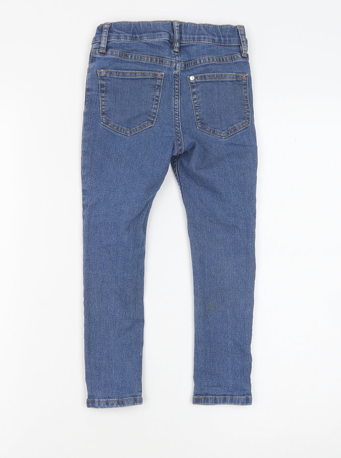 H&M Girls Blue Cotton Skinny Jeans Size 4-5 Years Regular Zip