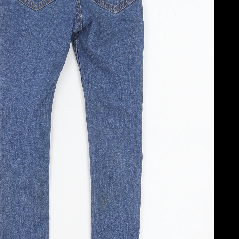 H&M Girls Blue Cotton Skinny Jeans Size 4-5 Years Regular Zip