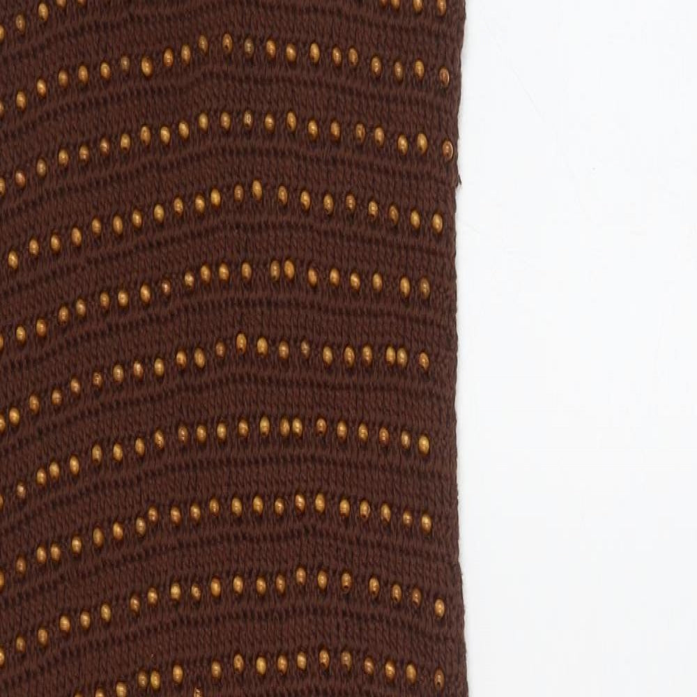 Zara Womens Brown Cotton Maxi Size S V-Neck Tie