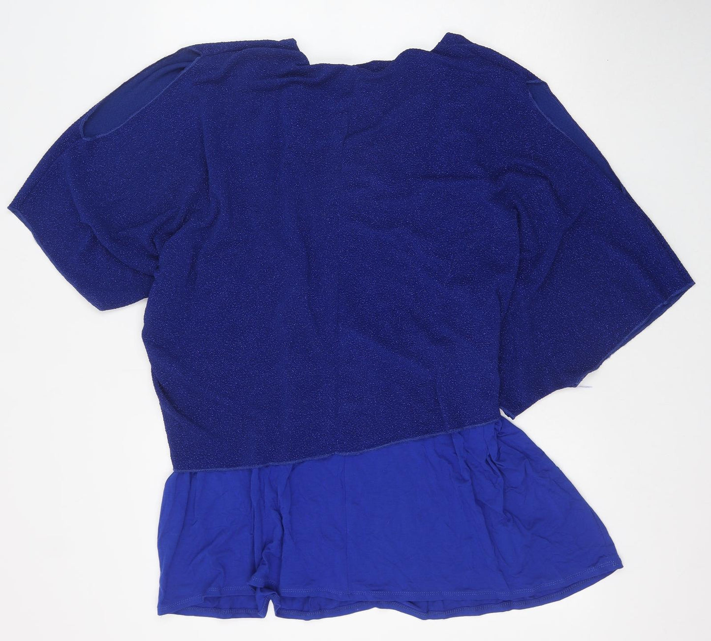 Grace Womens Blue Polyester Basic Blouse Size 22 Boat Neck - Cold Shoulder Layered