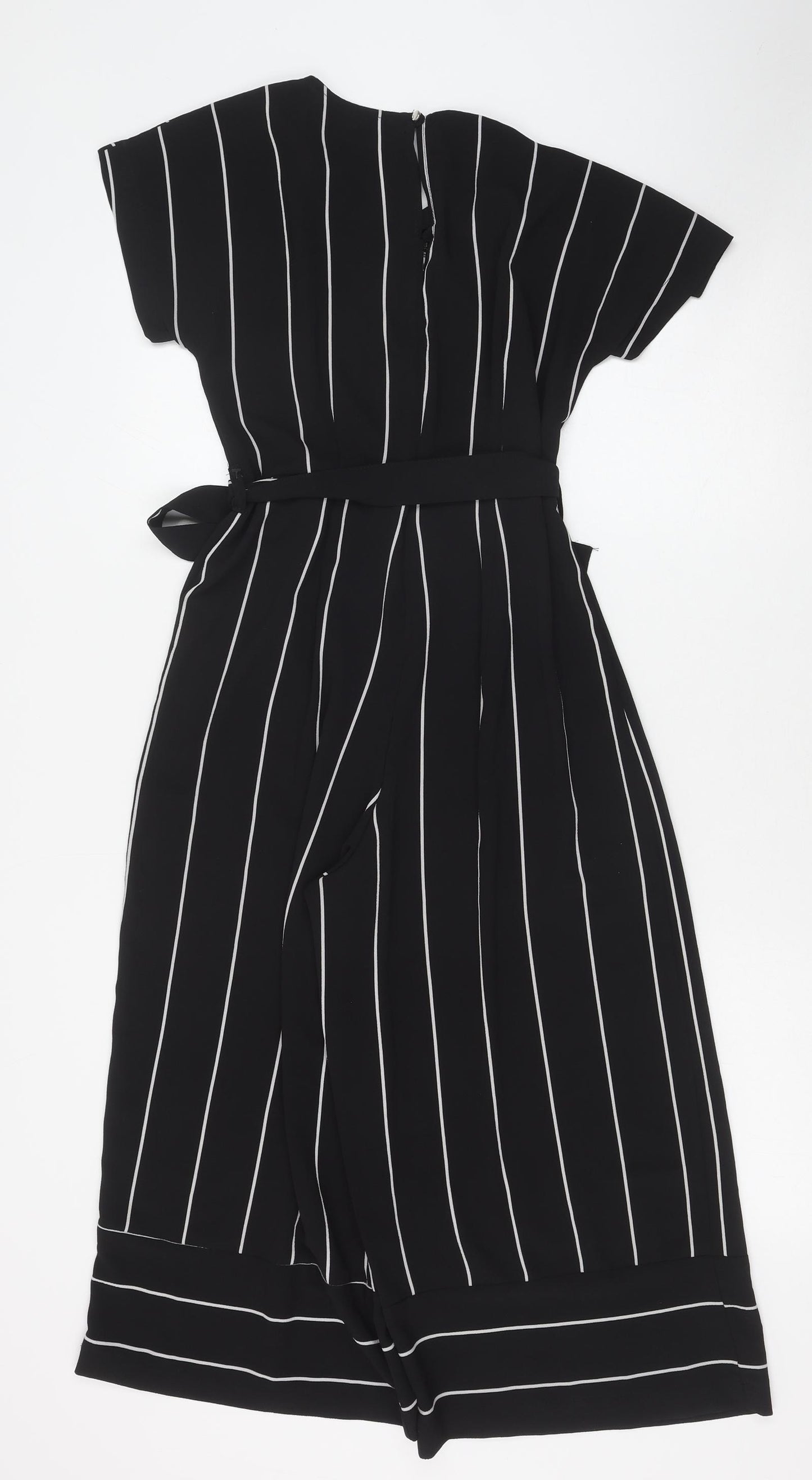 Primark Womens Black Striped Polyester Jumpsuit One-Piece Size 10 Button
