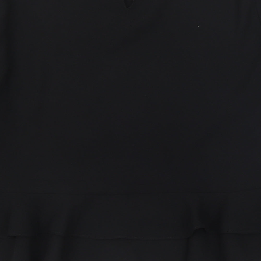 Zara Womens Black Polyester Basic Blouse Size XL Scoop Neck