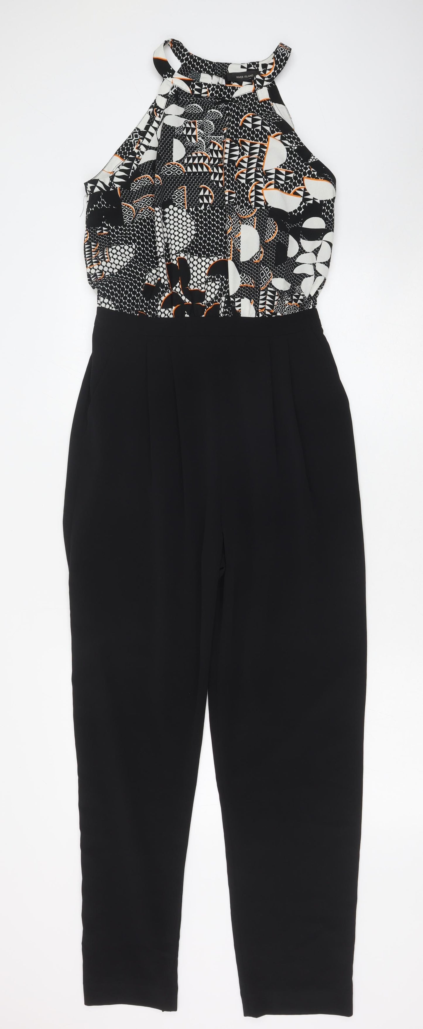 River Island Womens Black Polyester Jumpsuit One-Piece Size 10 Zip