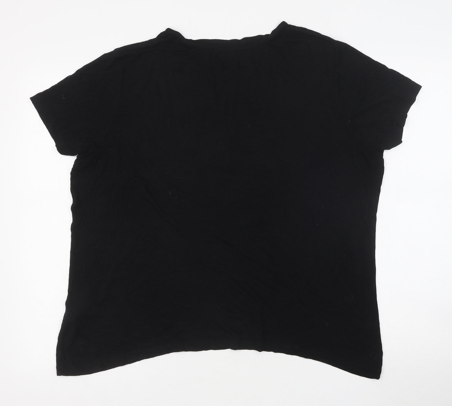 Preworn Womens Black Viscose Basic T-Shirt Size 18 Scoop Neck - Who Runs the World