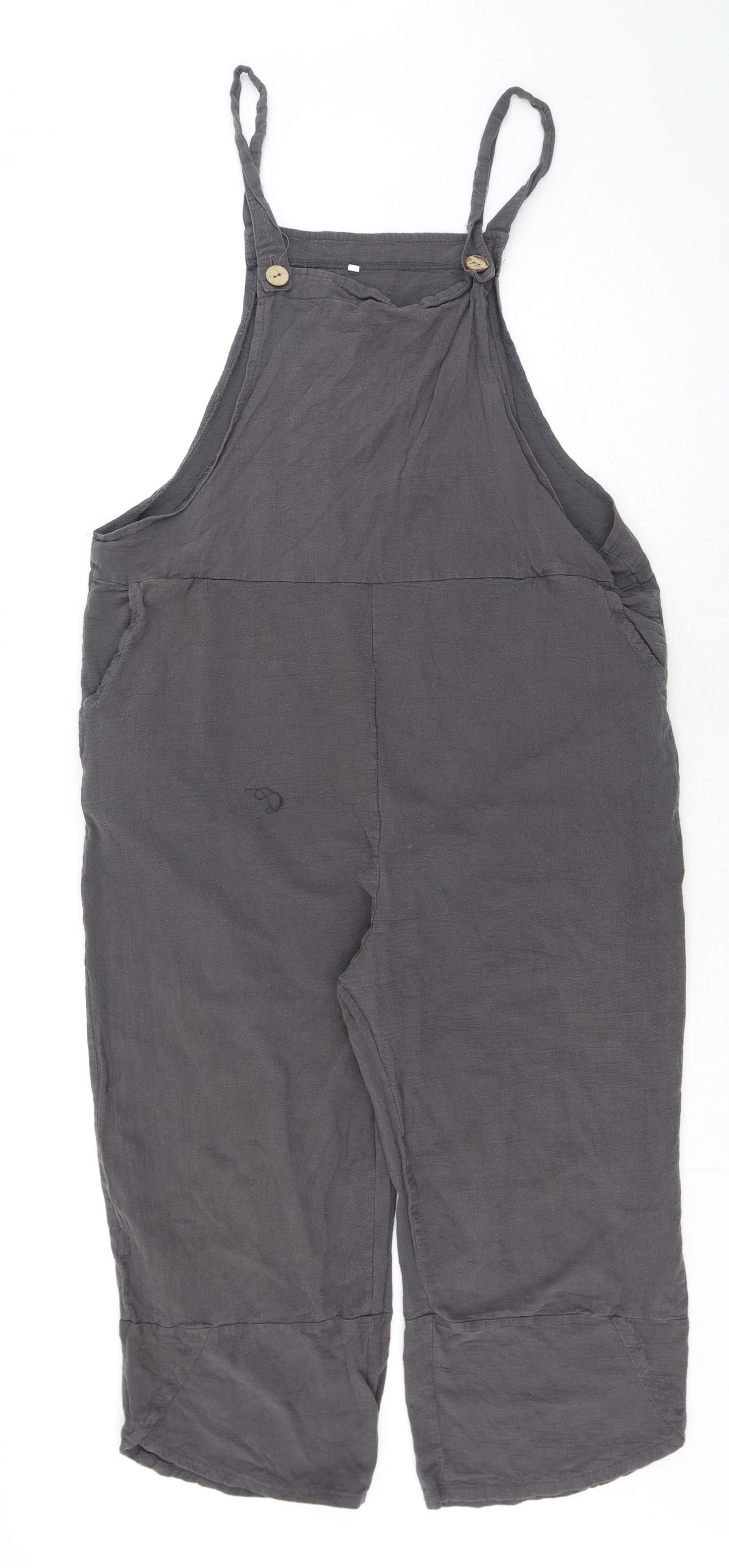 Preworn Womens Grey Polyester Jumpsuit One-Piece Size XL Button