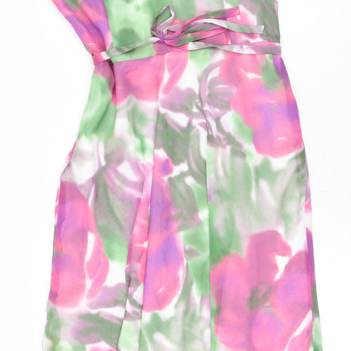 Lakeland Womens Pink Floral Polyester A-Line Size 16 V-Neck Zip