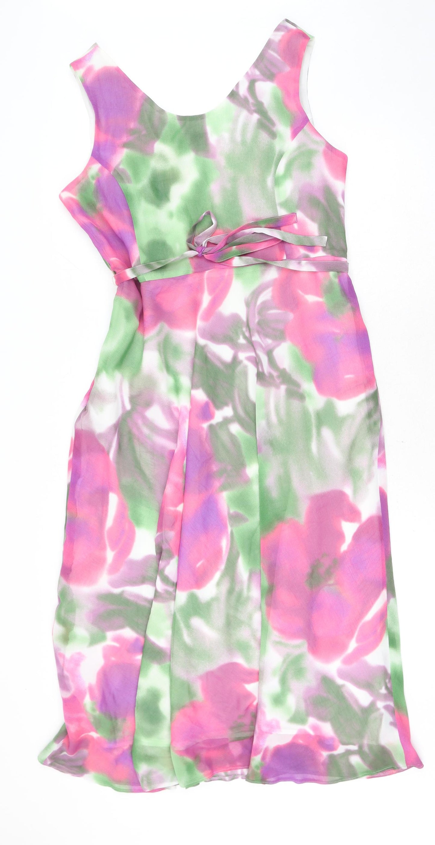 Lakeland Womens Pink Floral Polyester A-Line Size 16 V-Neck Zip