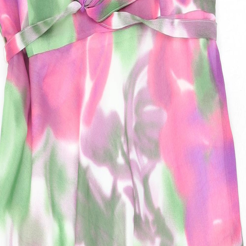 Lakeland Womens Pink Floral Polyester A-Line Size 16 V-Neck Zip