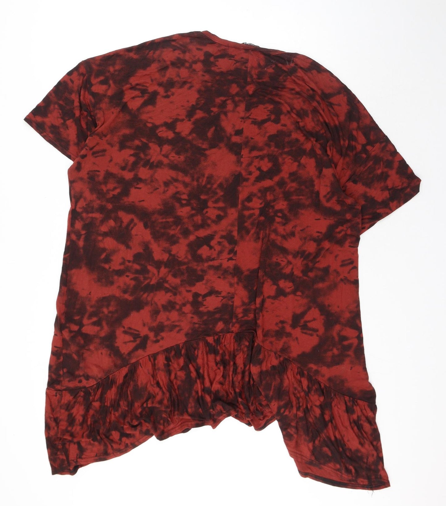Yours Womens Red Geometric Viscose Basic T-Shirt Size 22 Round Neck - Tie Dye