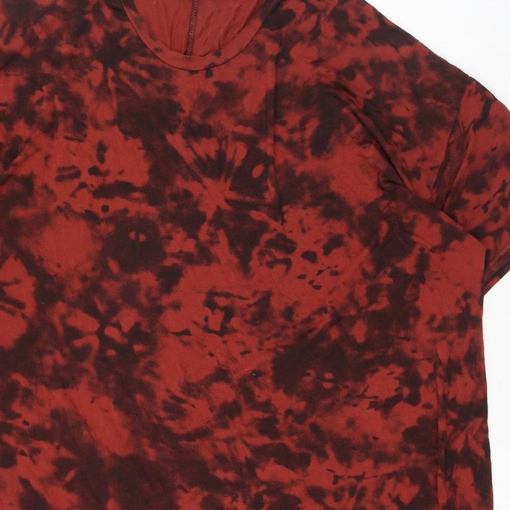 Yours Womens Red Geometric Viscose Basic T-Shirt Size 22 Round Neck - Tie Dye