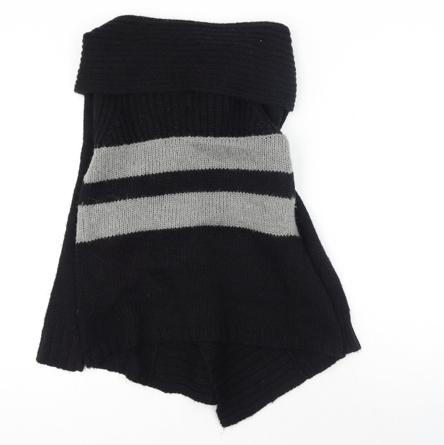 Warehouse Womens Black V-Neck Geometric Acrylic Wrap Jumper Size 6