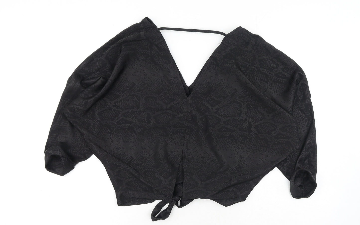 River Island Womens Black Animal Print Polyester Basic Blouse Size 10 V-Neck - Snake Print