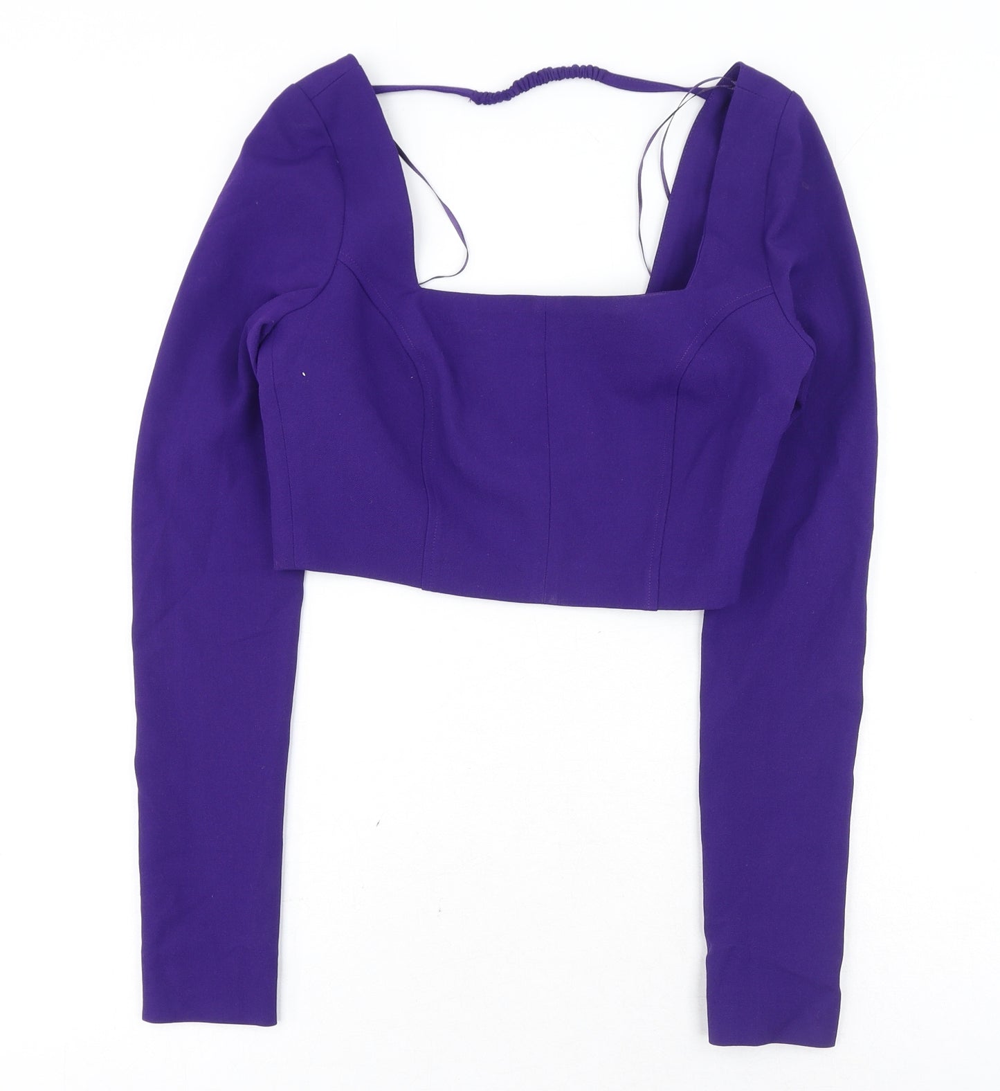 Zara Womens Purple Polyester Cropped Blouse Size XS Square Neck