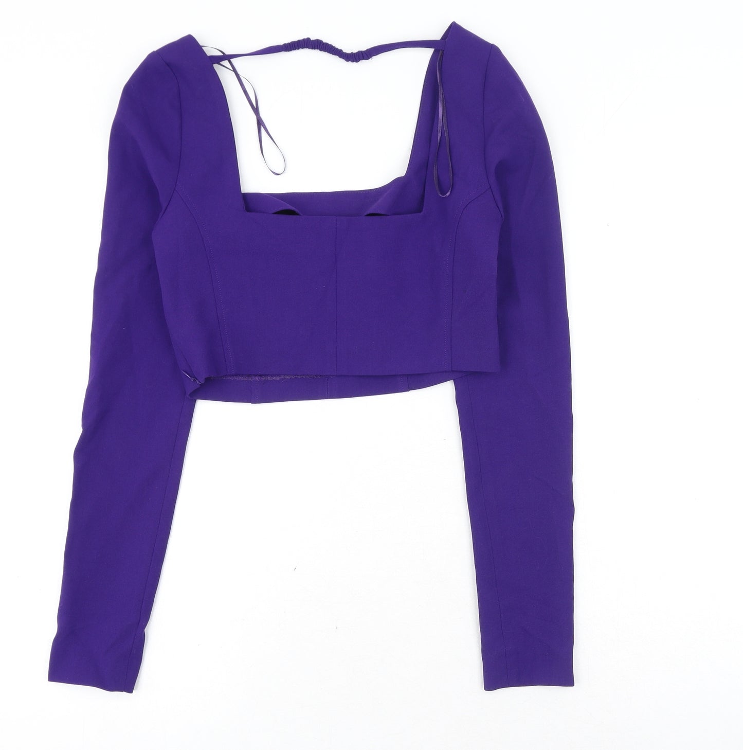 Zara Womens Purple Polyester Cropped Blouse Size XS Square Neck