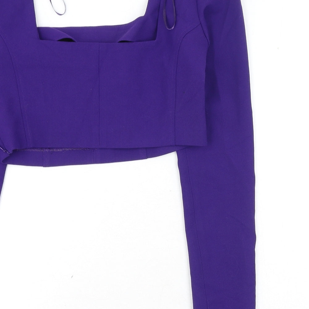 Zara Womens Purple Polyester Cropped Blouse Size XS Square Neck