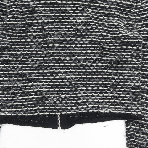 H&M Womens Black Round Neck Geometric Cotton Full Zip Jumper Size S