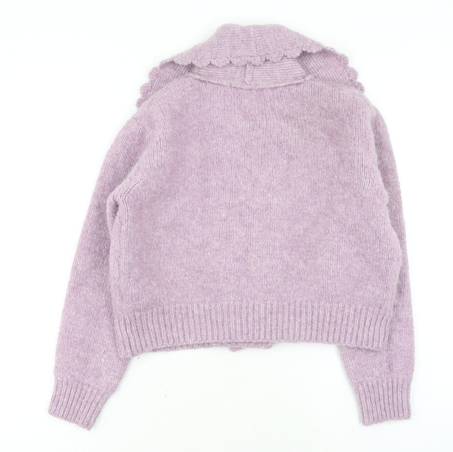 Zara Womens Purple V-Neck Polyester Cardigan Jumper Size M