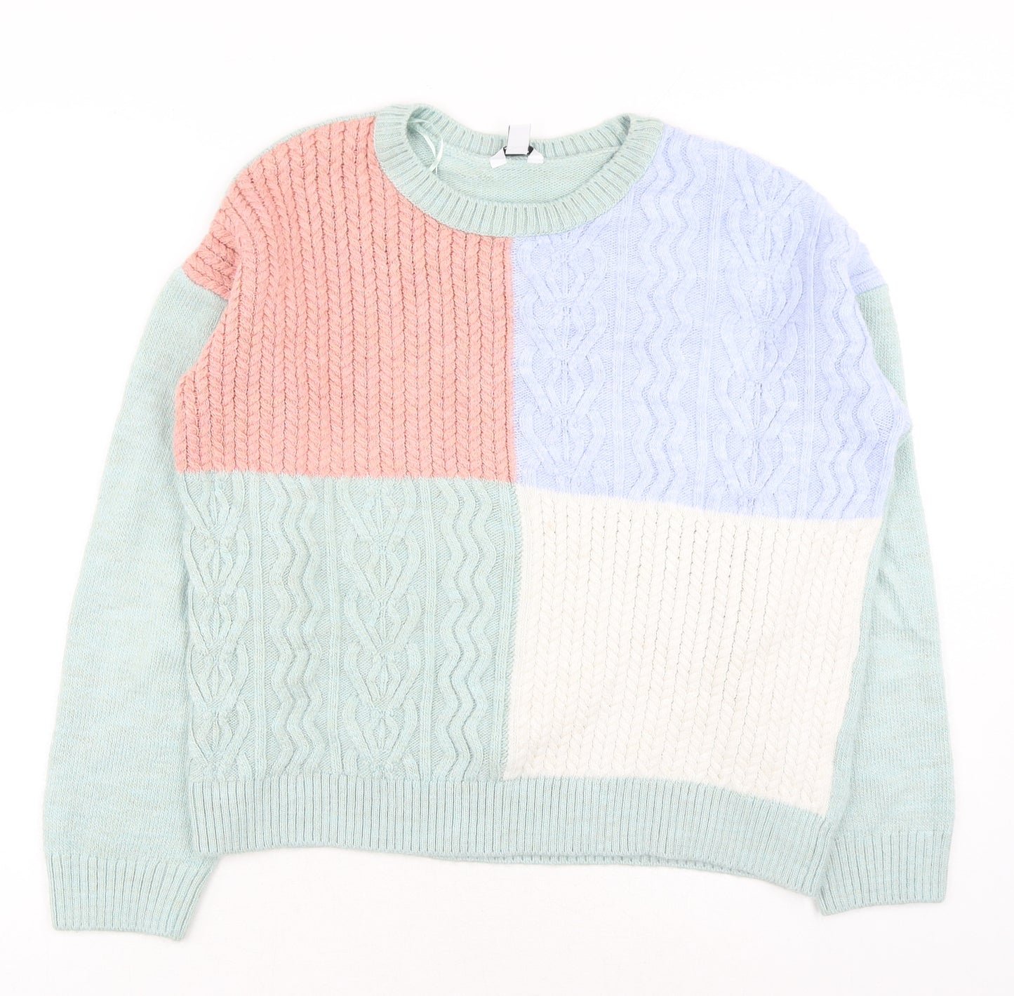 M&Co Womens Multicoloured Round Neck Acrylic Pullover Jumper Size 14