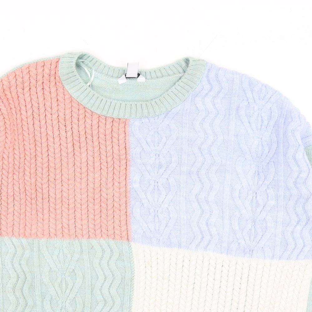 M&Co Womens Multicoloured Round Neck Acrylic Pullover Jumper Size 14
