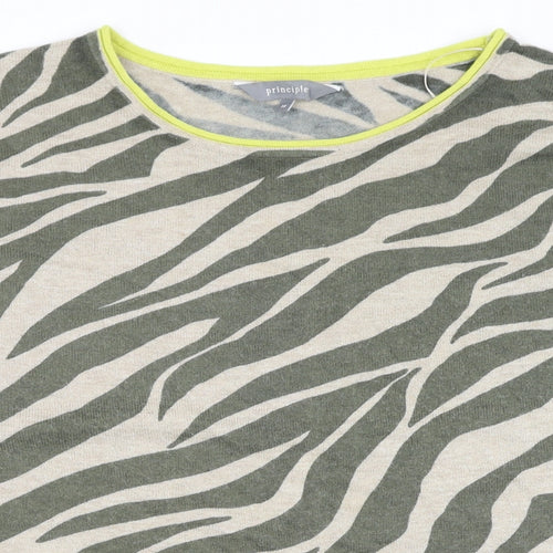 Debenhams Womens Green Round Neck Animal Print Cotton Pullover Jumper Size 14 - Zebra print