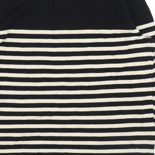 H&M Womens Black Round Neck Striped Acrylic Pullover Jumper Size M