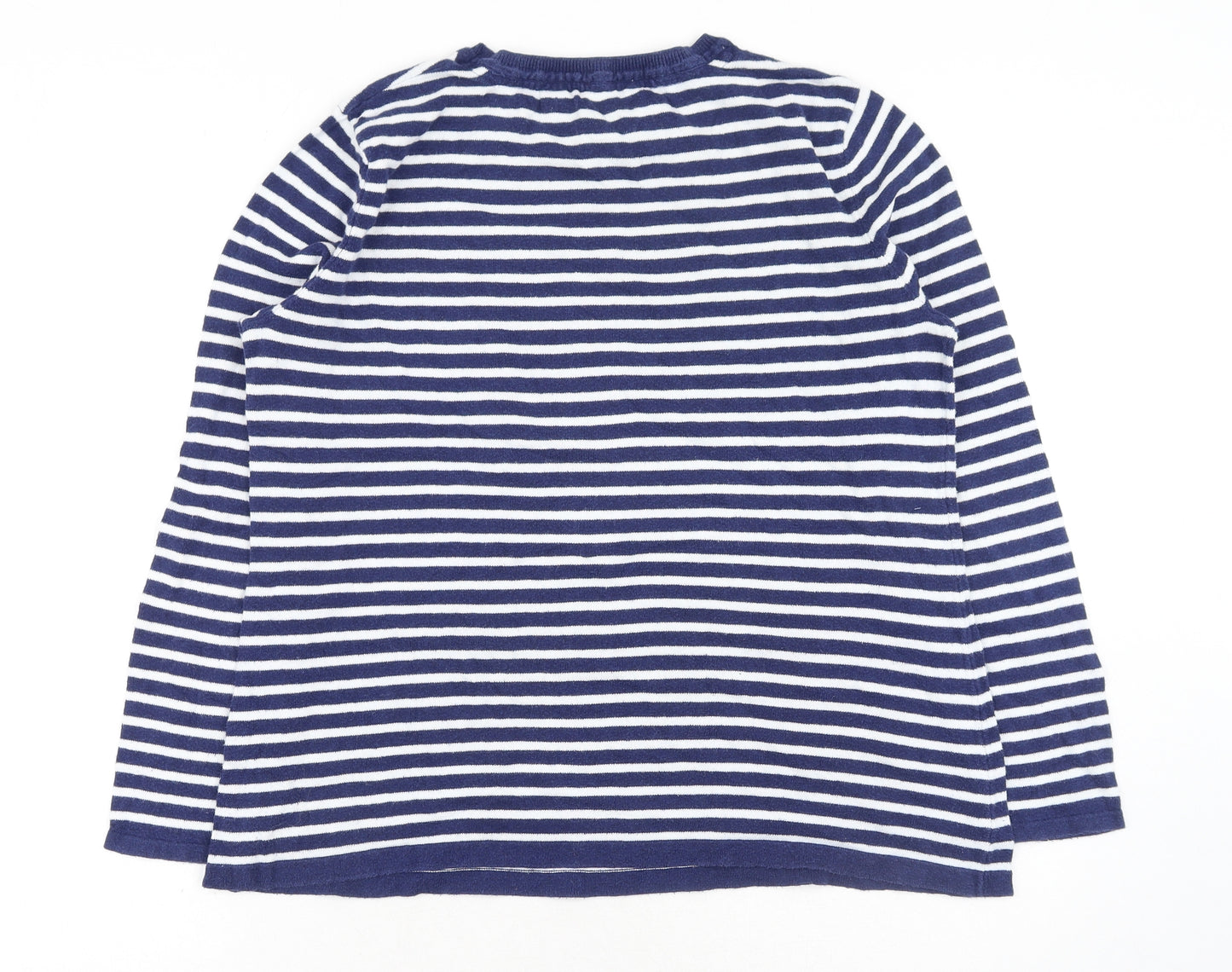 Crew Clothing Womens Blue Round Neck Striped Cotton Pullover Jumper Size 16