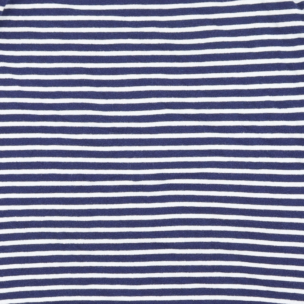 Crew Clothing Womens Blue Round Neck Striped Cotton Pullover Jumper Size 16