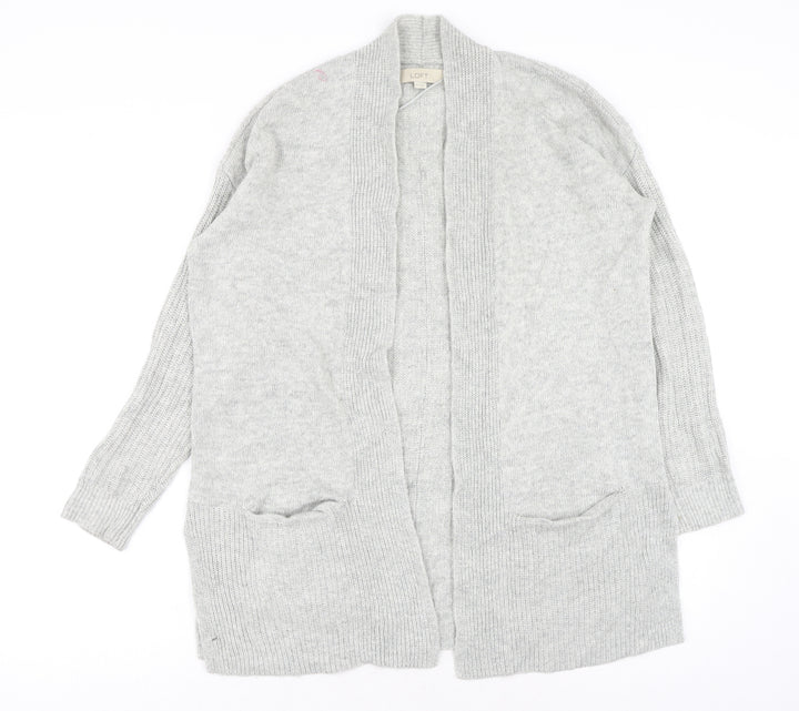 LOFT Womens Grey V-Neck Viscose Cardigan Jumper Size XS
