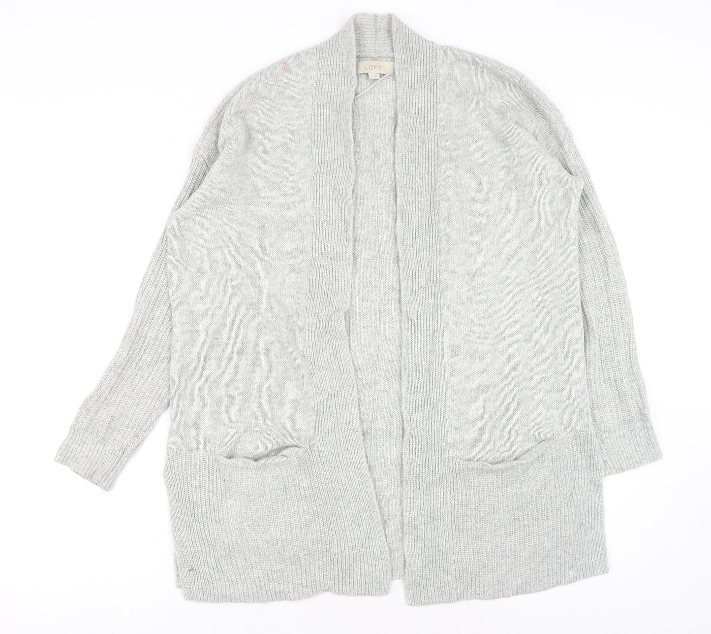 LOFT Womens Grey V-Neck Viscose Cardigan Jumper Size XS
