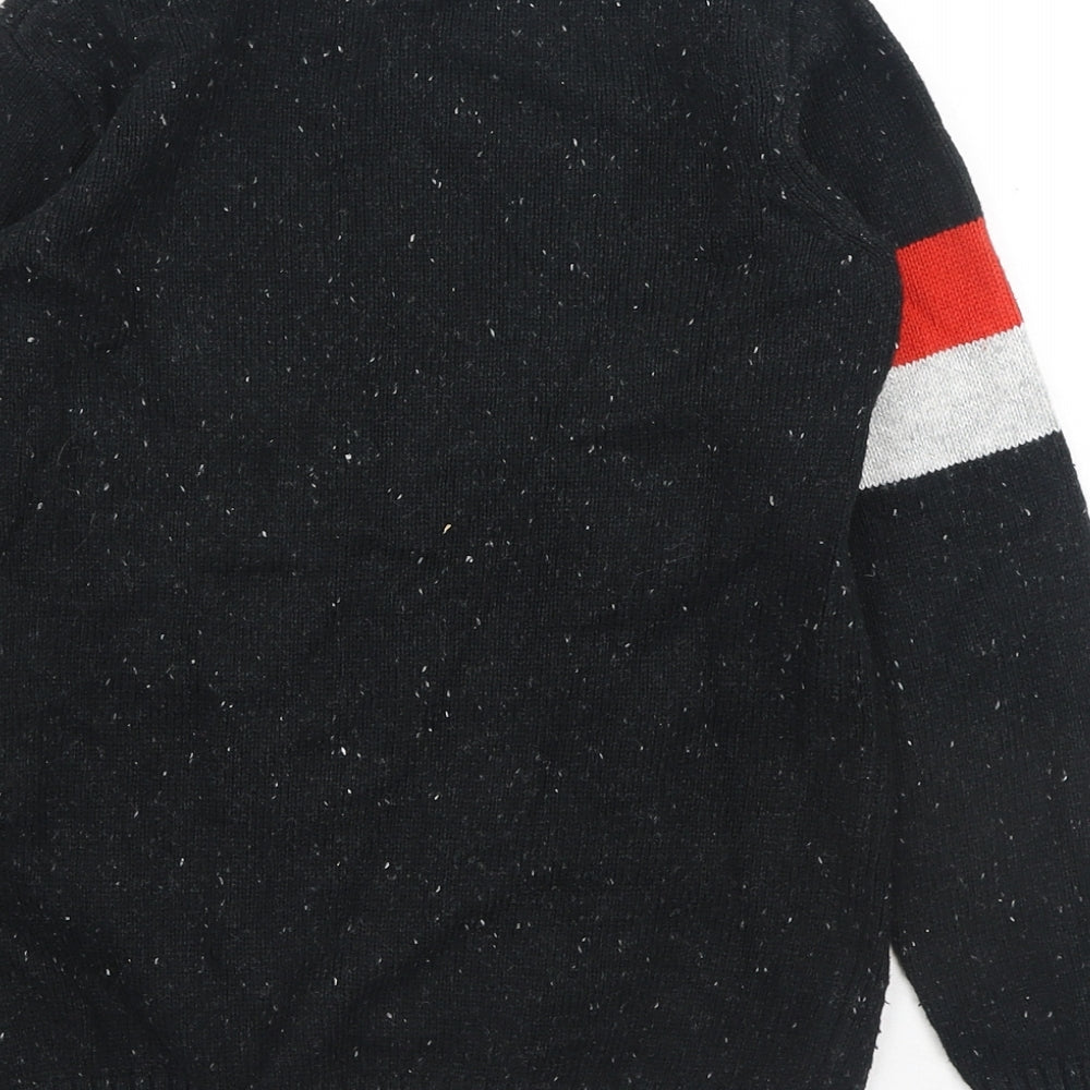 NEXT Boys Black Round Neck Acrylic Pullover Jumper Size 9 Years Pullover - Father Christmas