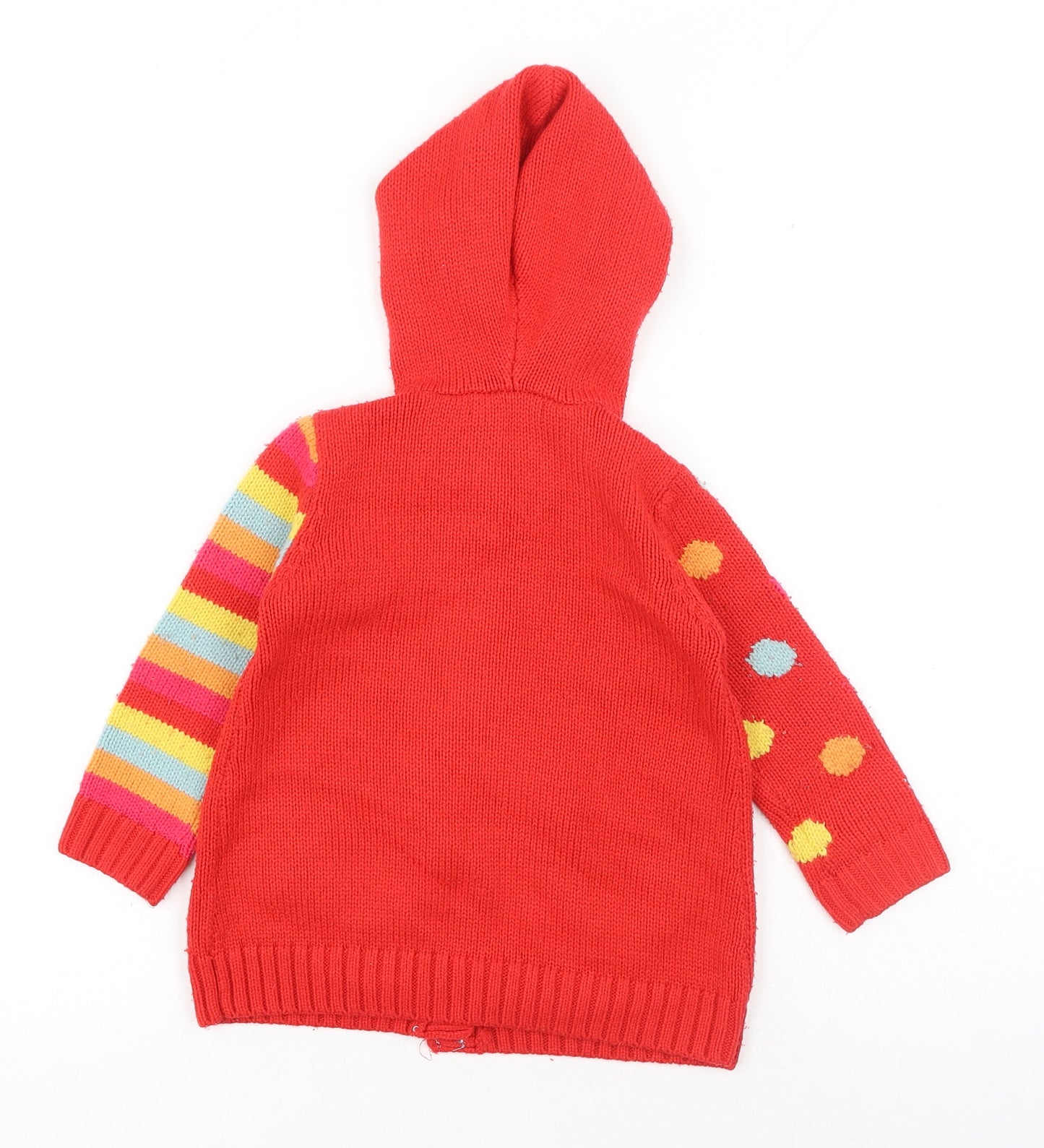 George Girls Red Round Neck Acrylic Cardigan Jumper Size 2-3 Years Button