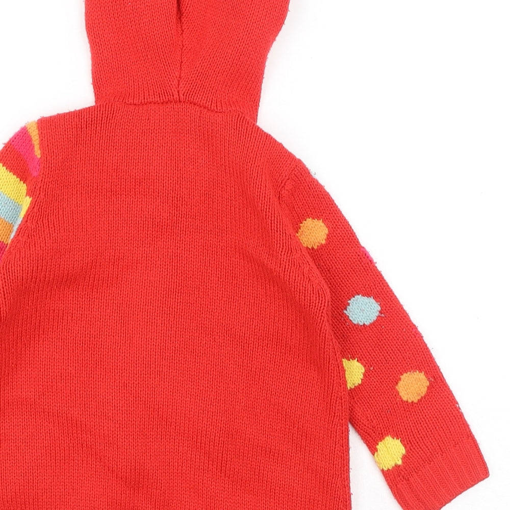 George Girls Red Round Neck Acrylic Cardigan Jumper Size 2-3 Years Button