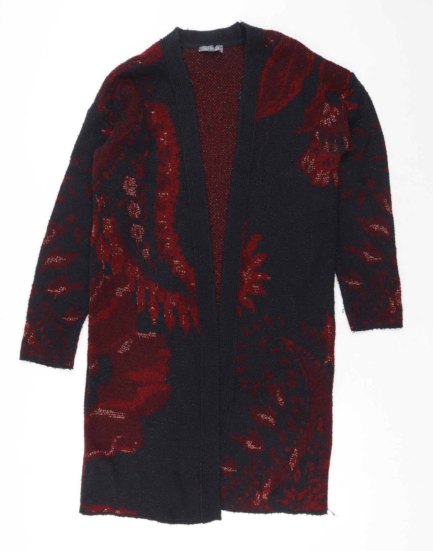 Principles Womens Red Paisley Jacket Coatigan Size 10