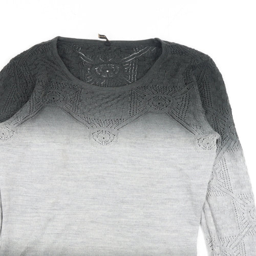 Soyaconcept Womens Grey Scoop Neck Acrylic Pullover Jumper Size S
