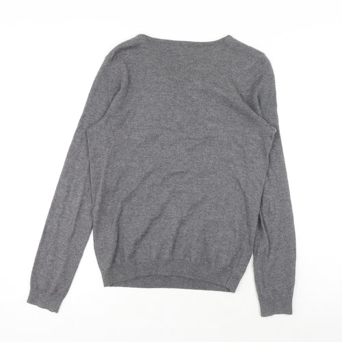 Preworn Womens Grey Scoop Neck Acrylic Pullover Jumper Size 10