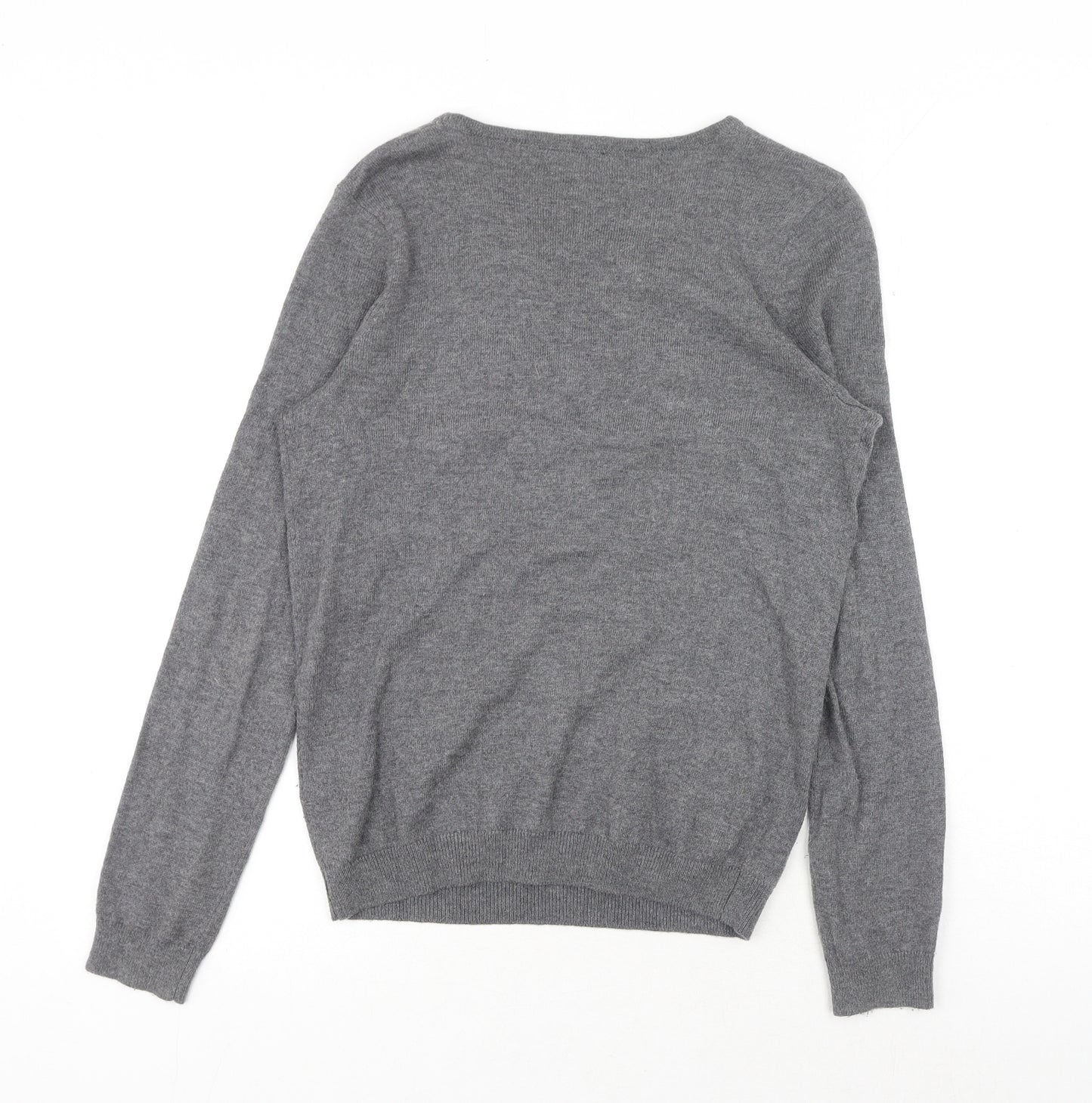 Preworn Womens Grey Scoop Neck Acrylic Pullover Jumper Size 10