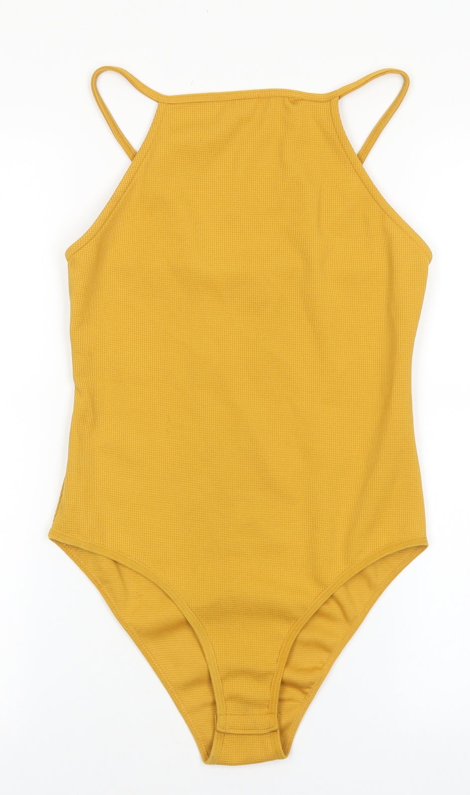 Primark Womens Yellow Polyester Bodysuit One-Piece Size 12 Snap