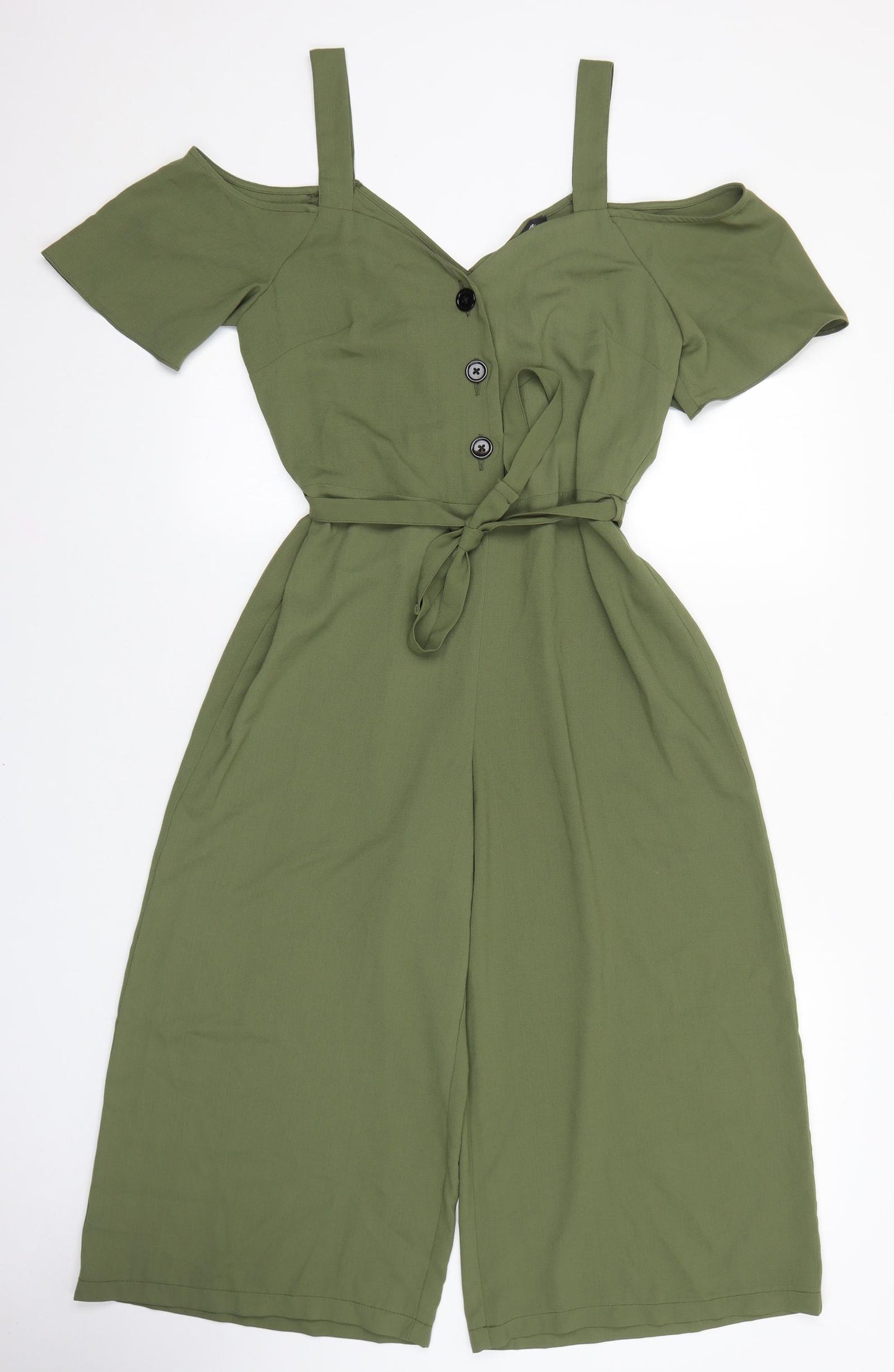 George Womens Green Polyester Jumpsuit One-Piece Size 8 L20 in Button