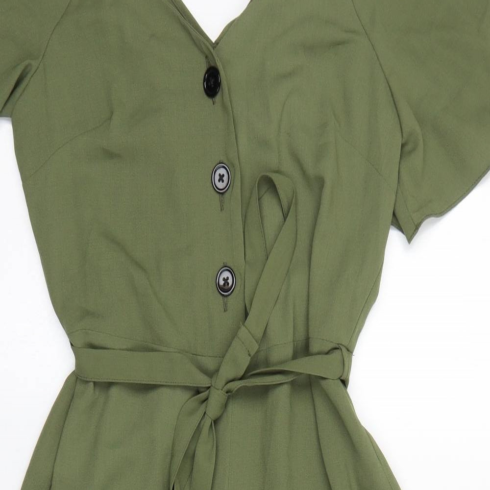 George Womens Green Polyester Jumpsuit One-Piece Size 8 L20 in Button