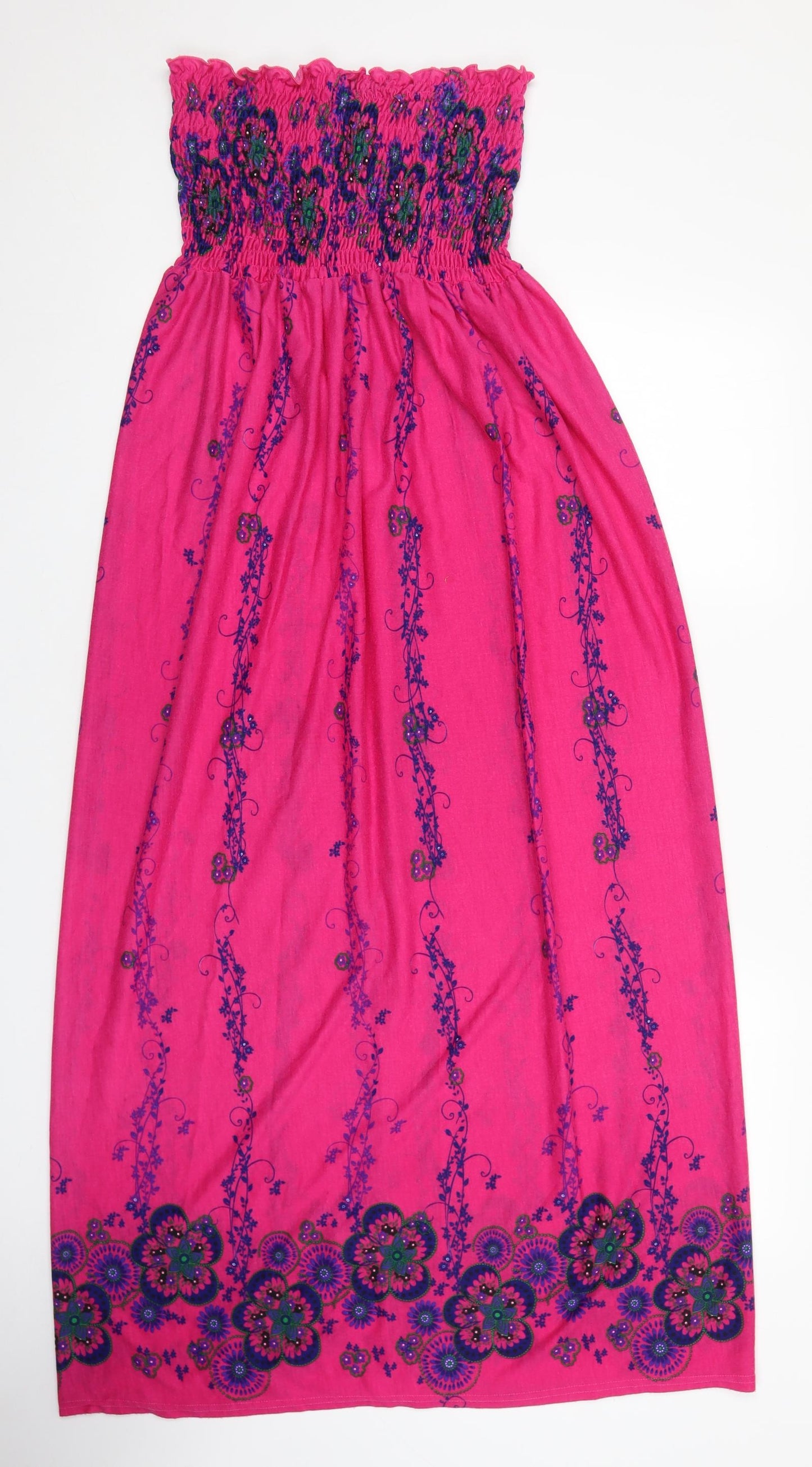 NEXT Womens Pink Floral Polyester A-Line Size 14 Mock Neck Pullover